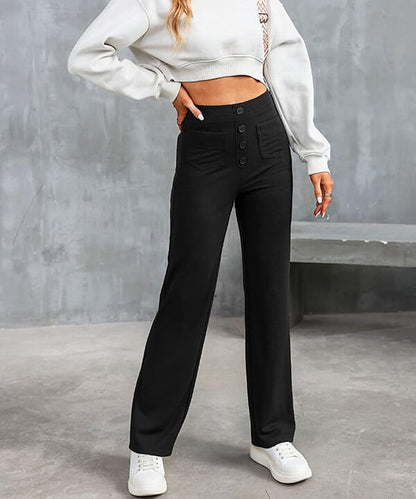 High-waisted elastische casual broek